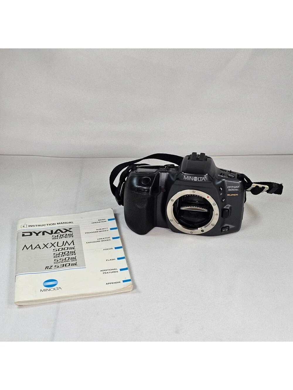 Minolta Dynax 500si Super 35mm SLR Film Camera Body Black Pristine Tested